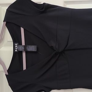 Sexy BCBG Paris LBD. Sheath style. Deep-V Neckline, Calf-Length, Side Slit. S-M.